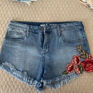Blue Jean cut off shorts with red rose